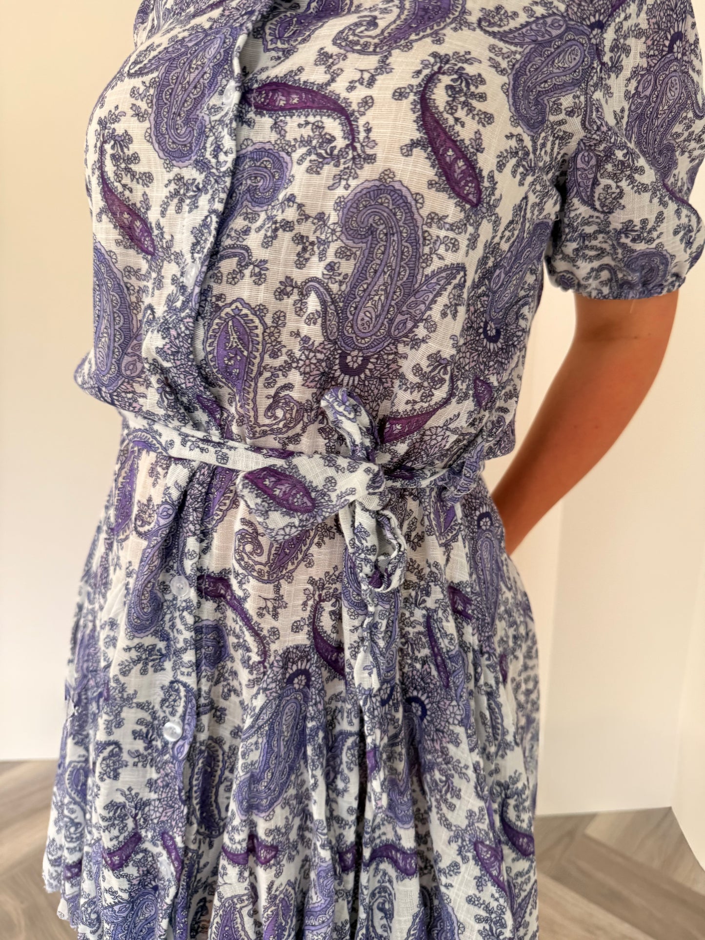 The Elodie Shirt Dress in Lilac Paisley
