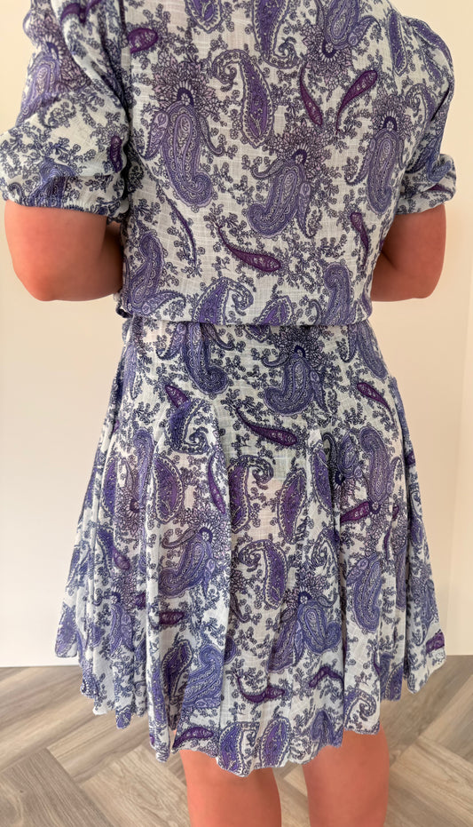 The Elodie Shirt Dress in Lilac Paisley