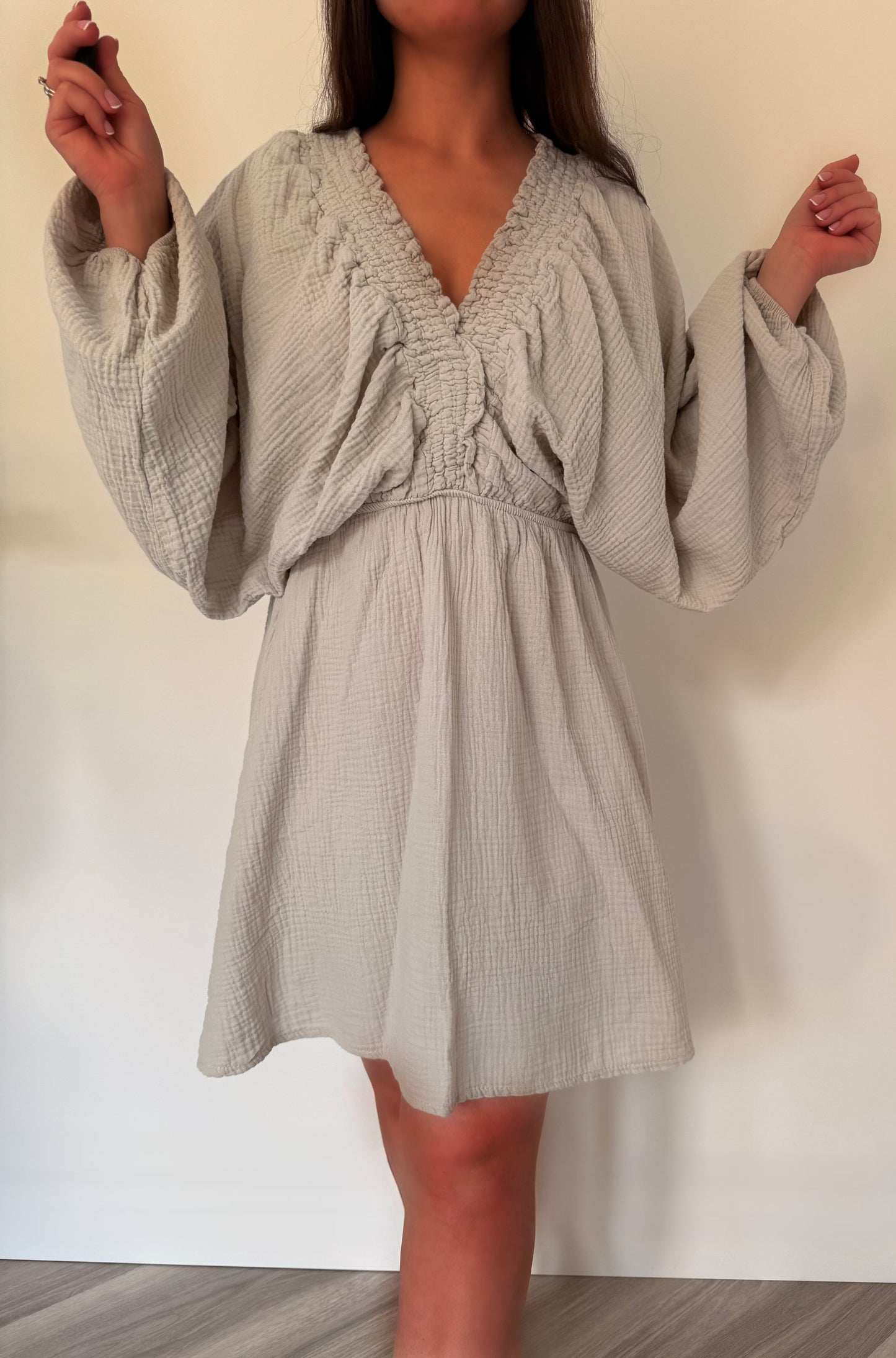The Luna Muslin Cotton Dress in Sand
