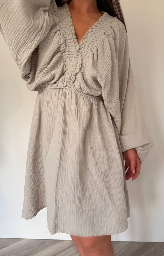 The Luna Muslin Cotton Dress in Sand